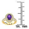 1 1/2 Carat Oval Shape Amethyst and Halo Diamond Ring In 14 Karat Yellow Gold Image-5