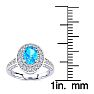 1 2/3 Carat Oval Shape Blue Topaz and Halo Diamond Ring In 14 Karat White Gold Image-5