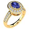 1 1/2 Carat Oval Shape Tanzanite and Halo Diamond Ring In 14 Karat Yellow Gold Image-2