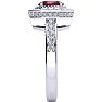 Garnet Ring: Garnet Jewelry: 1 2/3 Carat Oval Shape Garnet and Halo Diamond Ring In 14 Karat White Gold Image-4