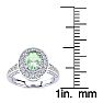 1 1/2 Carat Oval Shape Green Amethyst and Halo Diamond Ring In 14 Karat White Gold Image-5