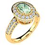1 1/2 Carat Oval Shape Green Amethyst and Halo Diamond Ring In 14 Karat Yellow Gold Image-2