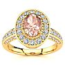 1-1/2 Carat Oval Shape Morganite and Halo Diamond Ring In 14 Karat Yellow Gold Image-1