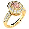 1-1/2 Carat Oval Shape Morganite and Halo Diamond Ring In 14 Karat Yellow Gold Image-2