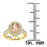1-1/2 Carat Oval Shape Morganite and Halo Diamond Ring In 14 Karat Yellow Gold Image-5