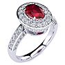 1 1/2 Carat Oval Shape Ruby and Halo Diamond Ring In 14 Karat White Gold Image-2