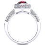1 1/2 Carat Oval Shape Ruby and Halo Diamond Ring In 14 Karat White Gold Image-3