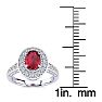 1 1/2 Carat Oval Shape Ruby and Halo Diamond Ring In 14 Karat White Gold Image-5