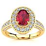 1 1/2 Carat Oval Shape Ruby and Halo Diamond Ring In 14 Karat Yellow Gold Image-1