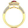 1 1/2 Carat Oval Shape Ruby and Halo Diamond Ring In 14 Karat Yellow Gold Image-3