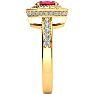 1 1/2 Carat Oval Shape Ruby and Halo Diamond Ring In 14 Karat Yellow Gold Image-4