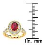 1 1/2 Carat Oval Shape Ruby and Halo Diamond Ring In 14 Karat Yellow Gold Image-5