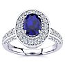 1 2/3 Carat Oval Shape Sapphire and Halo Diamond Ring In 14 Karat White Gold Image-1