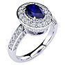 1 2/3 Carat Oval Shape Sapphire and Halo Diamond Ring In 14 Karat White Gold Image-2