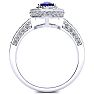 1 2/3 Carat Oval Shape Sapphire and Halo Diamond Ring In 14 Karat White Gold Image-3