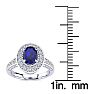 1 2/3 Carat Oval Shape Sapphire and Halo Diamond Ring In 14 Karat White Gold Image-5