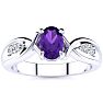 3/4 Carat Oval Shape Amethyst and Four Diamond Ring In 10 Karat White Gold Image-1
