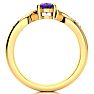 3/4 Carat Oval Shape Amethyst and Four Diamond Ring In 10 Karat Yellow Gold Image-3