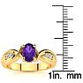 3/4 Carat Oval Shape Amethyst and Four Diamond Ring In 10 Karat Yellow Gold Image-5