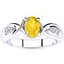 1 Carat Oval Shape Citrine and Four Diamond Ring In 10 Karat White Gold Image-1