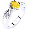 1 Carat Oval Shape Citrine and Four Diamond Ring In 10 Karat White Gold Image-2