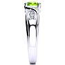 1 Carat Oval Shape Peridot and Four Diamond Ring In 10 Karat White Gold Image-4