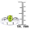 1 Carat Oval Shape Peridot and Four Diamond Ring In 10 Karat White Gold Image-5