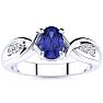 1 Carat Oval Shape Tanzanite and Four Diamond Ring In 10 Karat White Gold Image-1