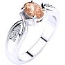 1 Carat Oval Shape Morganite and Four Diamond Ring In 10 Karat White Gold Image-2