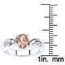 1 Carat Oval Shape Morganite and Four Diamond Ring In 10 Karat White Gold Image-5