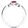 1 Carat Oval Shape Ruby and Four Diamond Ring In 10 Karat White Gold Image-3