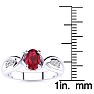 1 Carat Oval Shape Ruby and Four Diamond Ring In 10 Karat White Gold Image-5