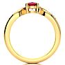 1 Carat Oval Shape Ruby and Four Diamond Ring In 10 Karat Yellow Gold Image-3