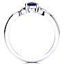 1 Carat Oval Shape Sapphire and Four Diamond Ring In 10 Karat White Gold Image-3