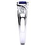 1 Carat Oval Shape Sapphire and Four Diamond Ring In 10 Karat White Gold Image-4