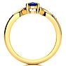 1 Carat Oval Shape Sapphire and Four Diamond Ring In 10 Karat Yellow Gold Image-3
