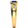1 Carat Oval Shape Sapphire and Four Diamond Ring In 10 Karat Yellow Gold Image-4