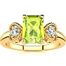 1 1/4 Carat Peridot and Two Diamond Heart Ring In 10 Karat Yellow Gold Image-1