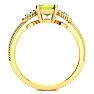 1 1/4 Carat Peridot and Two Diamond Heart Ring In 10 Karat Yellow Gold Image-3