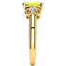 1 1/4 Carat Peridot and Two Diamond Heart Ring In 10 Karat Yellow Gold Image-4