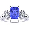 1 1/4 Carat Tanzanite and Two Diamond Heart Ring In 10 Karat White Gold Image-1