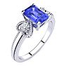 1 1/4 Carat Tanzanite and Two Diamond Heart Ring In 10 Karat White Gold Image-2