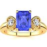 1 1/4 Carat Tanzanite and Two Diamond Heart Ring In 10 Karat Yellow Gold Image-1