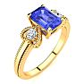 1 1/4 Carat Tanzanite and Two Diamond Heart Ring In 10 Karat Yellow Gold Image-2