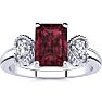 Garnet Ring: Garnet Jewelry: 1 1/2 Carat Garnet and Two Diamond Heart Ring In 10 Karat White Gold Image-1