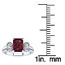 Garnet Ring: Garnet Jewelry: 1 1/2 Carat Garnet and Two Diamond Heart Ring In 10 Karat White Gold Image-5