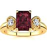 Garnet Ring: Garnet Jewelry: 1 1/2 Carat Garnet and Two Diamond Heart Ring In 10 Karat Yellow Gold Image-1