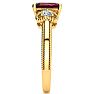 Garnet Ring: Garnet Jewelry: 1 1/2 Carat Garnet and Two Diamond Heart Ring In 10 Karat Yellow Gold Image-4