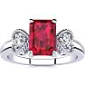 1 Carat Ruby and Two Diamond Heart Ring In 10 Karat White Gold Image-1