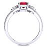 1 Carat Ruby and Two Diamond Heart Ring In 10 Karat White Gold Image-3